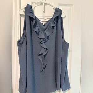 LC Lauren Conrad Blue Ruffled Blouse